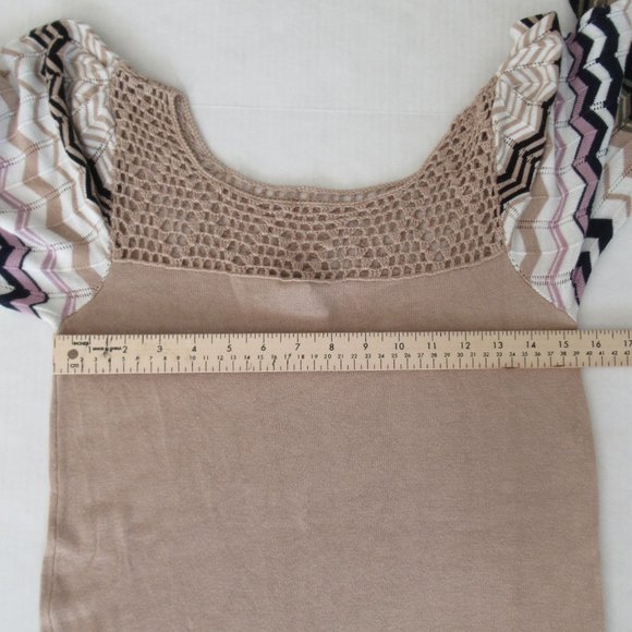 RXB Fitted Knitted Slip On Chevron Dress, Size M (Juniors), Beige Multicolor - Picture 7 of 13